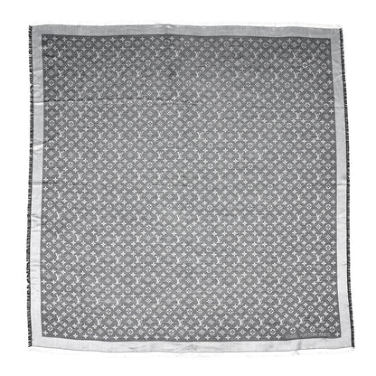 Louis Vuitton Wool Silk Monogram Denim Shawl Black 1 of 5
