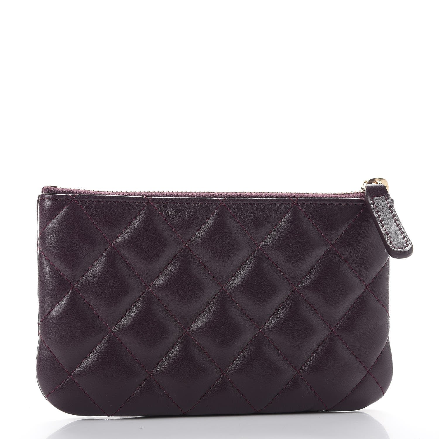 Chanel Lambskin Quilted Small Cosmetic Case Dark Purple 3 of 8