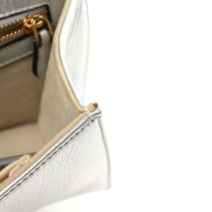Christian Dior Metallic Grained Calfskin Diorama Wallet on Chain Pouch Silver 12 of 13