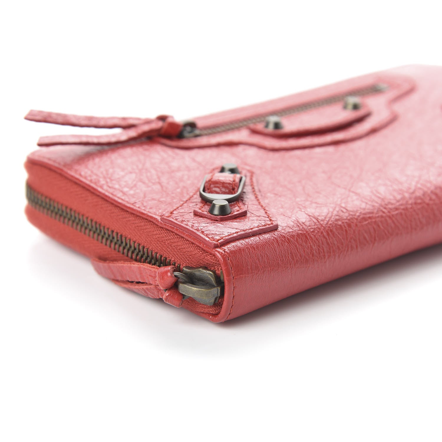 Balenciaga Agneau Classic Hardware Continental Zip Around Wallet Rouge Tango 6 of 9