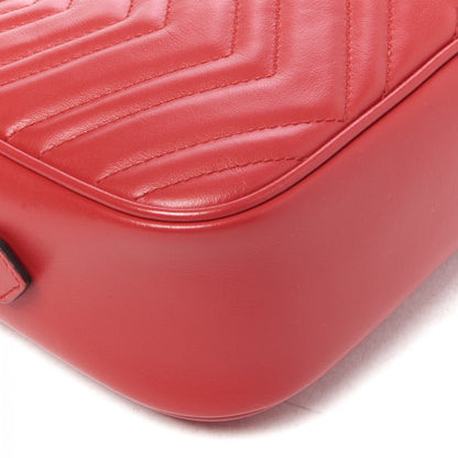 Gucci Calfskin Matelasse Small GG Marmont Chain Shoulder Bag Hibiscus Red 5 of 8