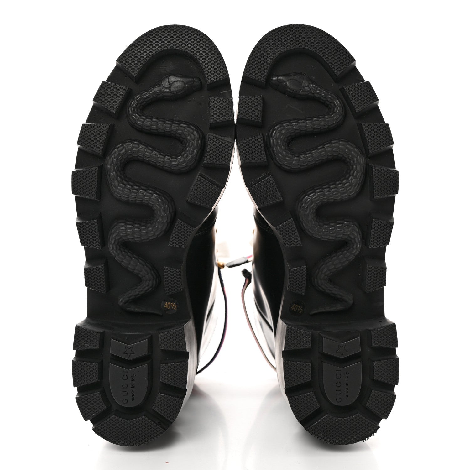 Gucci Calfskin Sylvie Web Womens Lace Up Combat Boots 40.5 Black 5 of 12