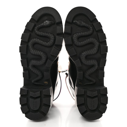 Gucci Calfskin Sylvie Web Womens Lace Up Combat Boots 40.5 Black 5 of 12