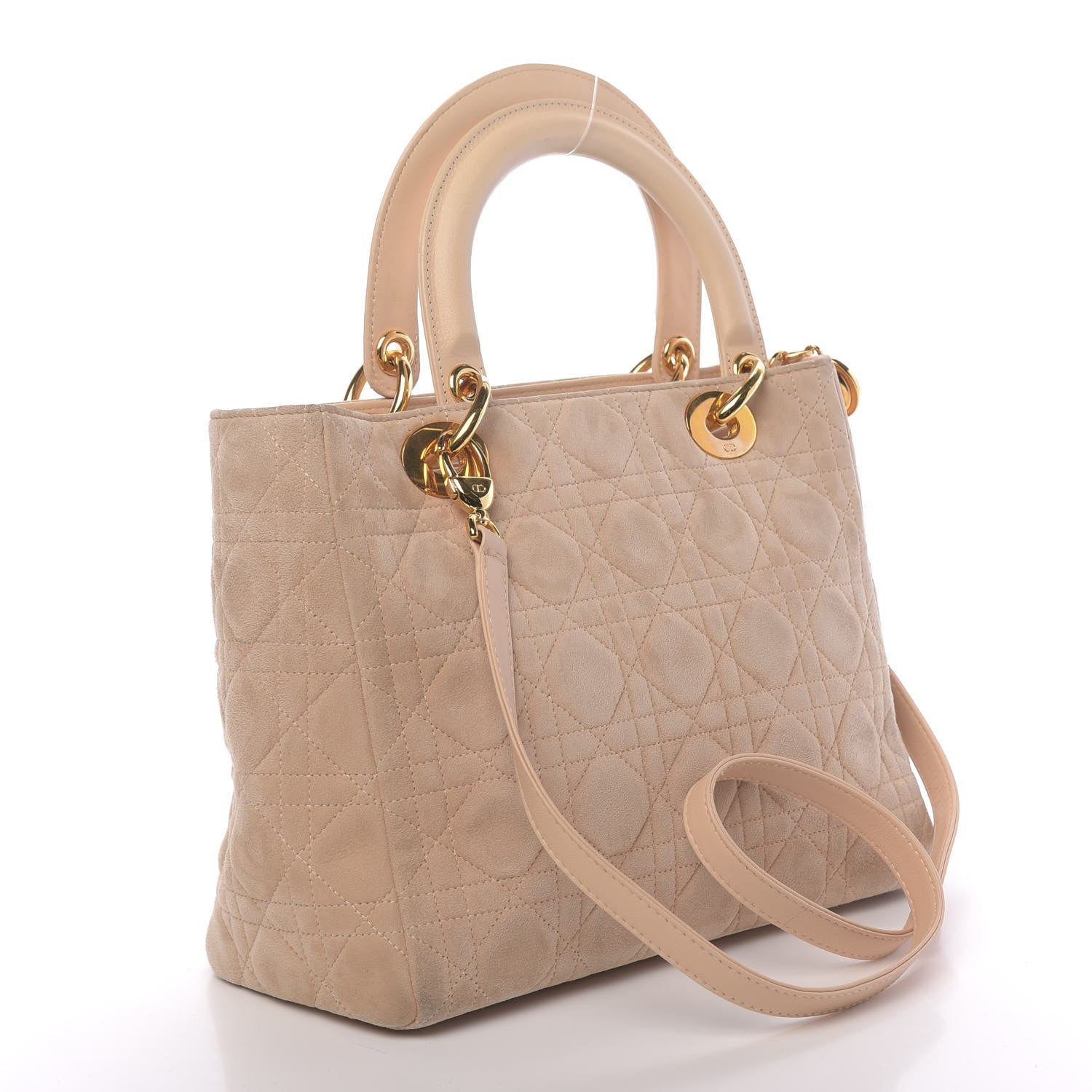 Christian Dior Suede Cannage Medium Lady Dior Beige 4 of 19