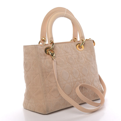 Christian Dior Suede Cannage Medium Lady Dior Beige 4 of 19