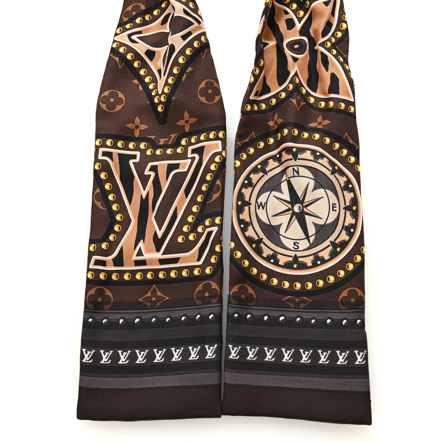 Louis Vuitton Silk Monogram LV World Bandeau Brown 2 of 3