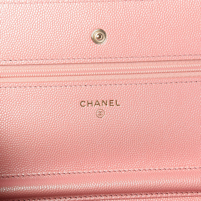 Chanel Iridescent Caviar Quilted Wallet on Chain WOC Rose Pink 6 of 12