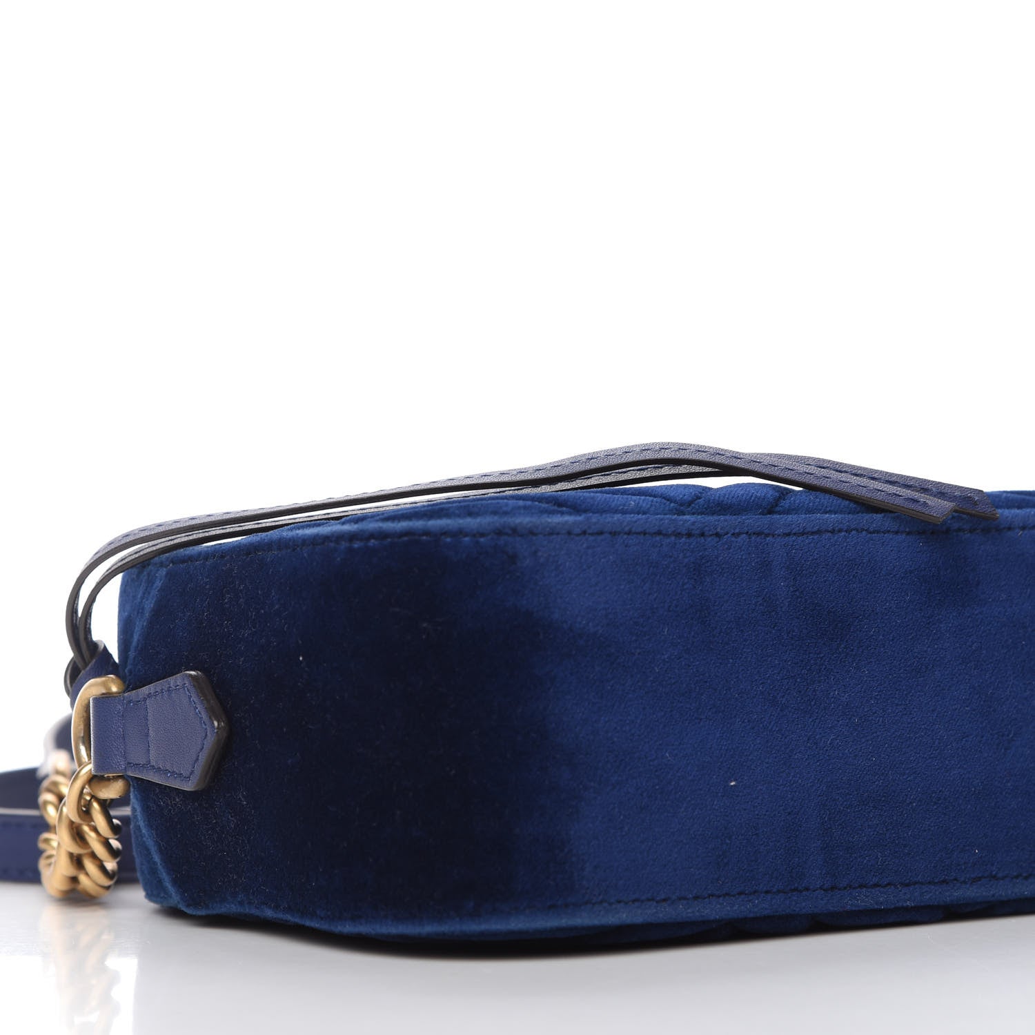 Gucci Velvet Matelasse Small GG Marmont Chain Shoulder Bag Cobalt 6 of 10