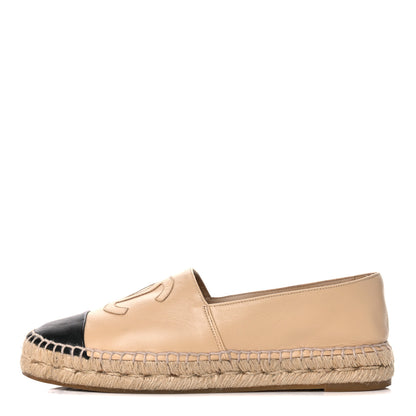 Chanel Lambskin CC Espadrilles 39 Beige Black 1 of 14