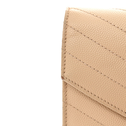 Saint Laurent Grain De Poudre Matelasse Chevron Monogram Chain Wallet Deep Beige 17 of 20