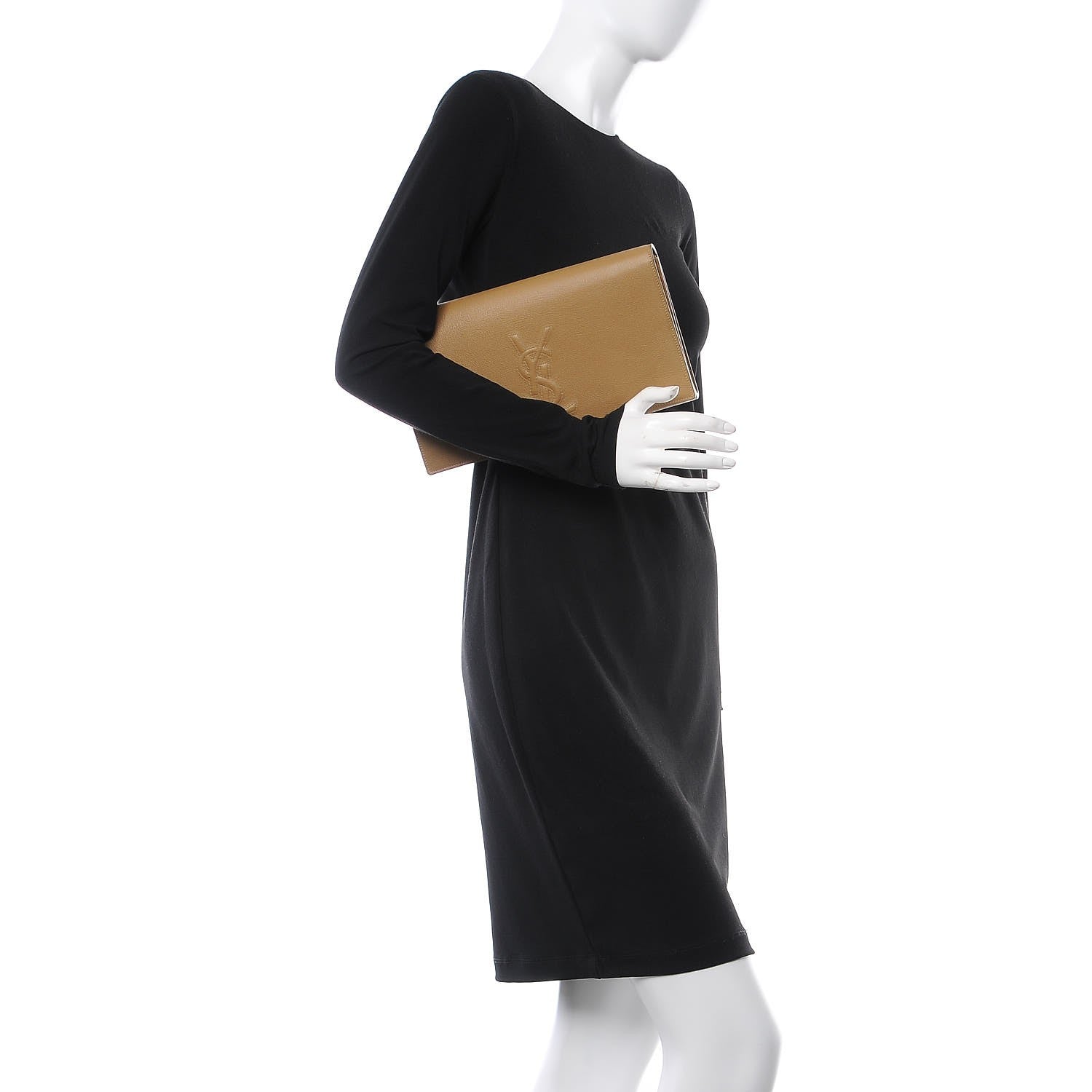 Saint Laurent Calfskin Monogram Large Belle De Jour Clutch Beige 2 of 8
