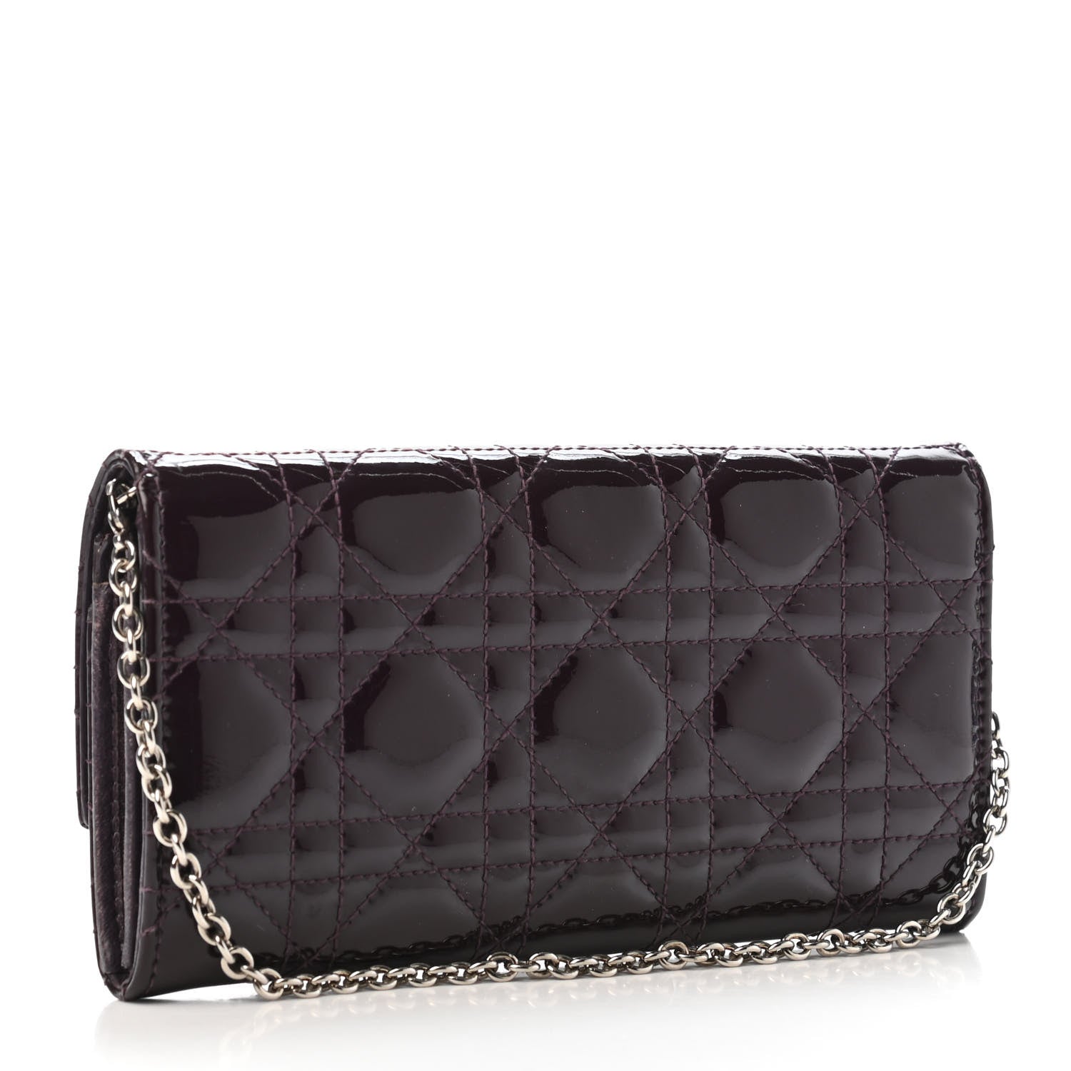 Christian Dior Patent Cannage Rendez-vous Chain Wallet Purple 2 of 4