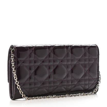 Christian Dior Patent Cannage Rendez-vous Chain Wallet Purple 2 of 4