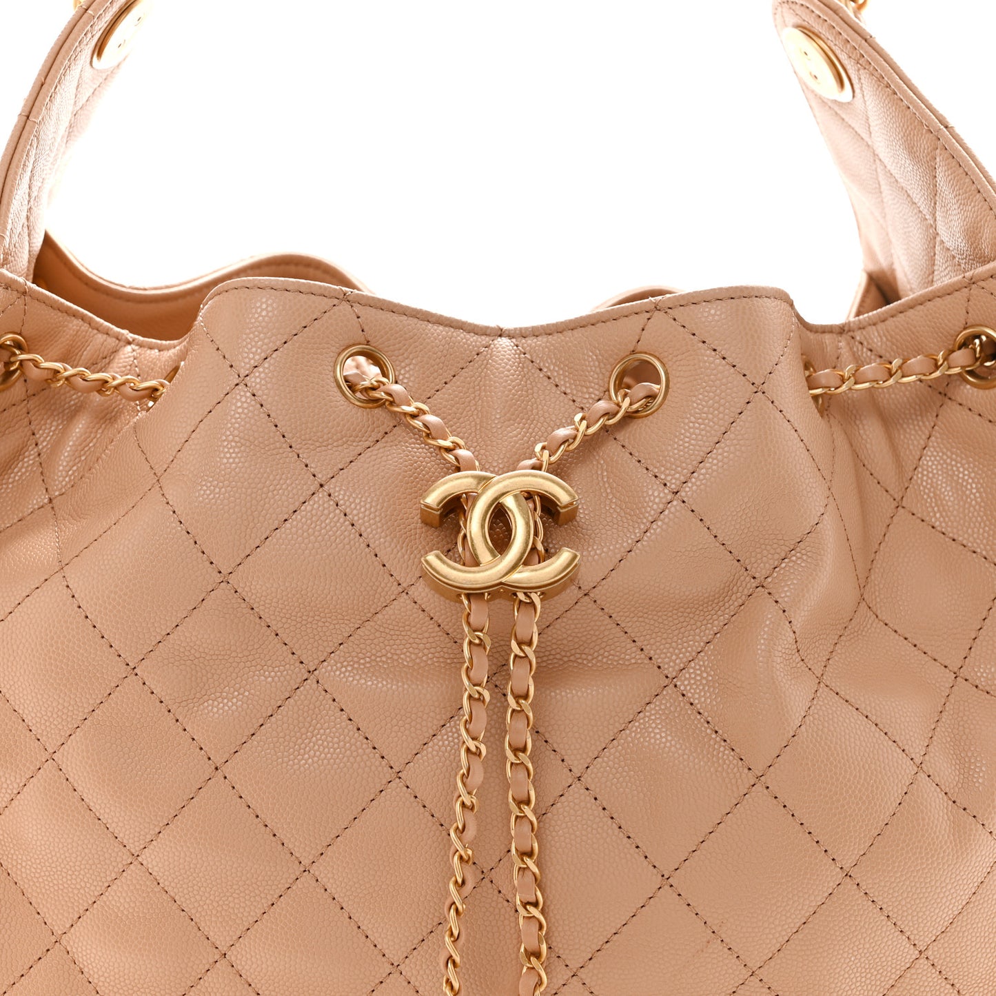 Caviar Quilted Medium Chanel 25 Handbag Beige