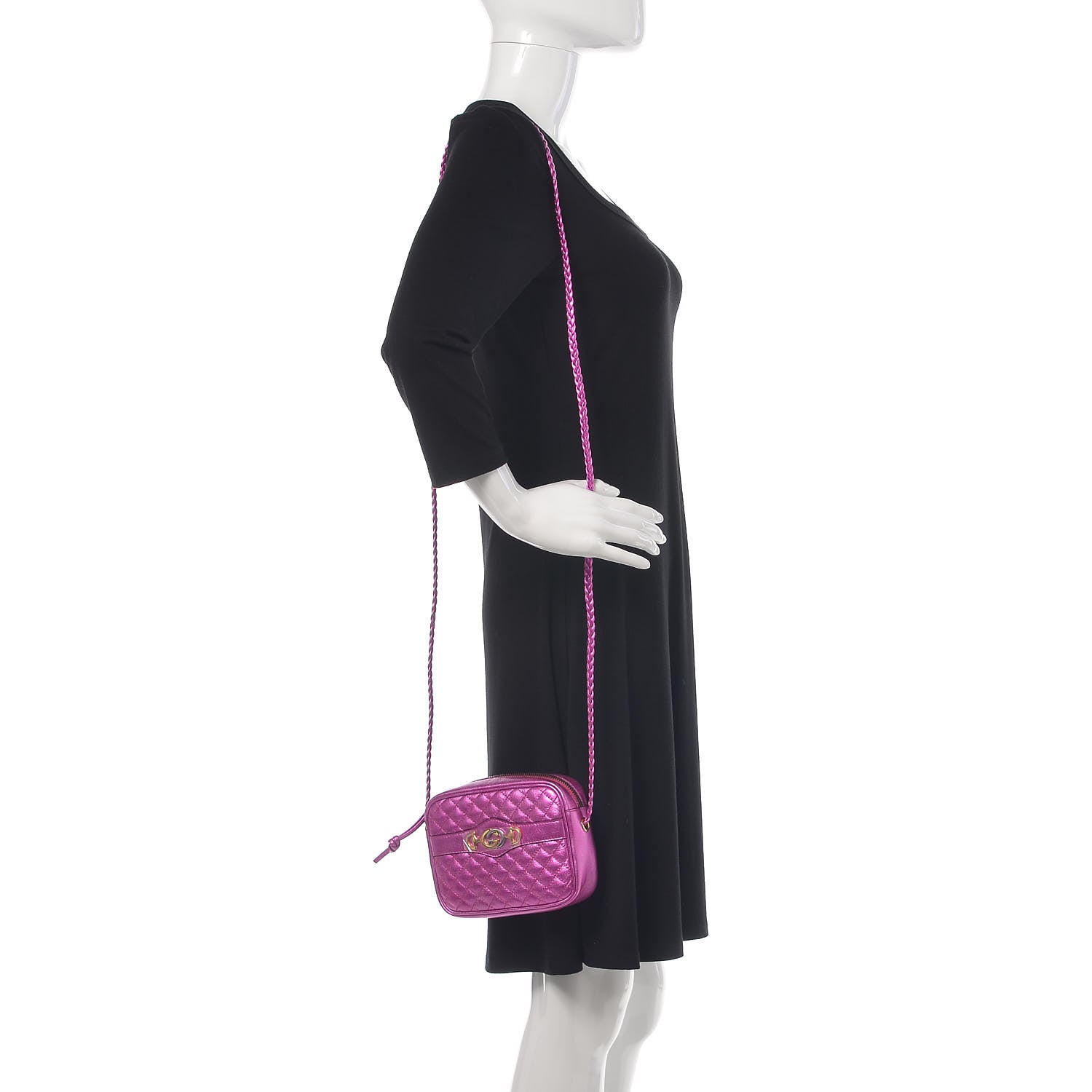 Gucci Laminated Nappa Trapuntata Mini Zumi Shoulder Bag Fuxia 2 of 9