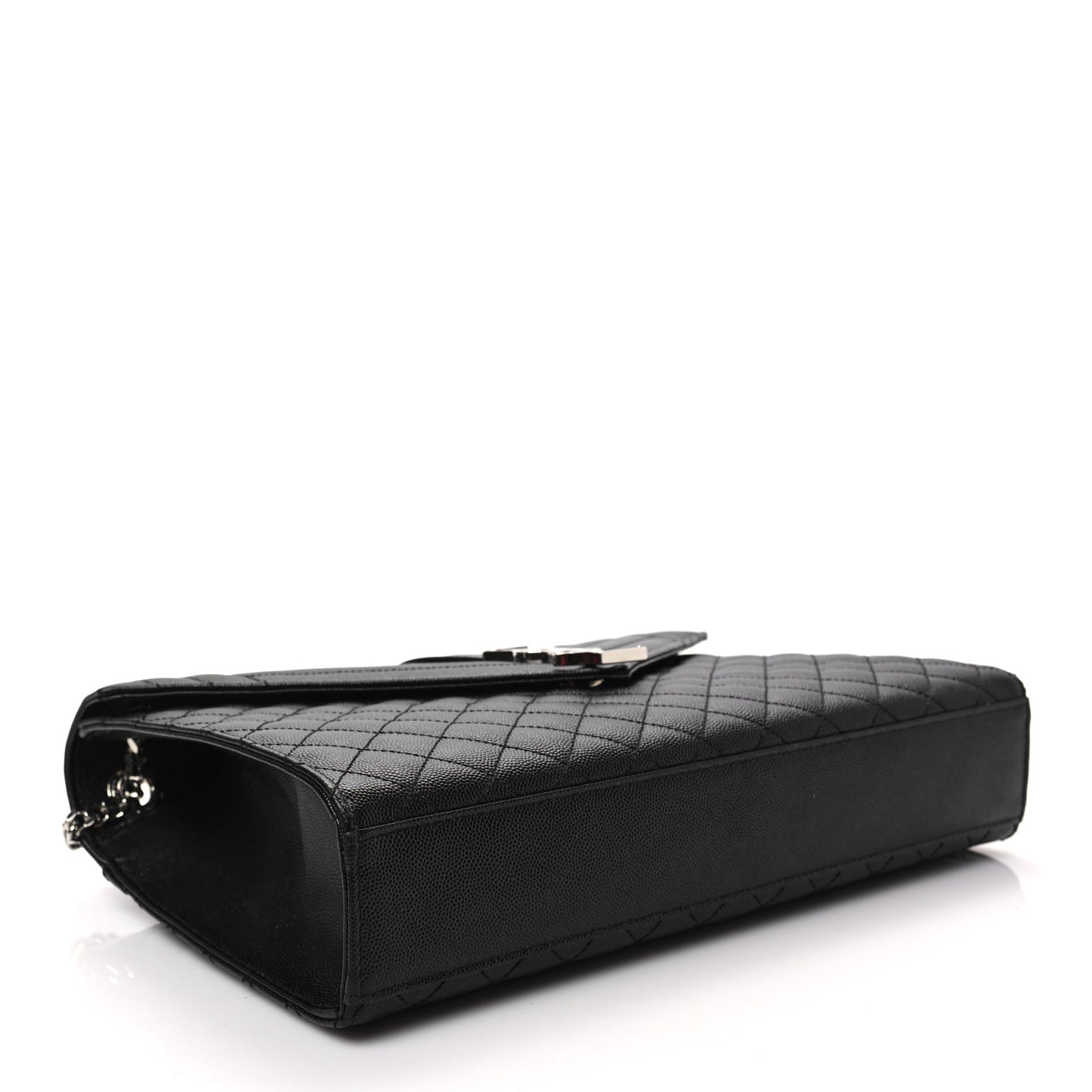 Grain De Poudre Textured Mixed Matelasse Large Triquilt Monogram Satchel Black