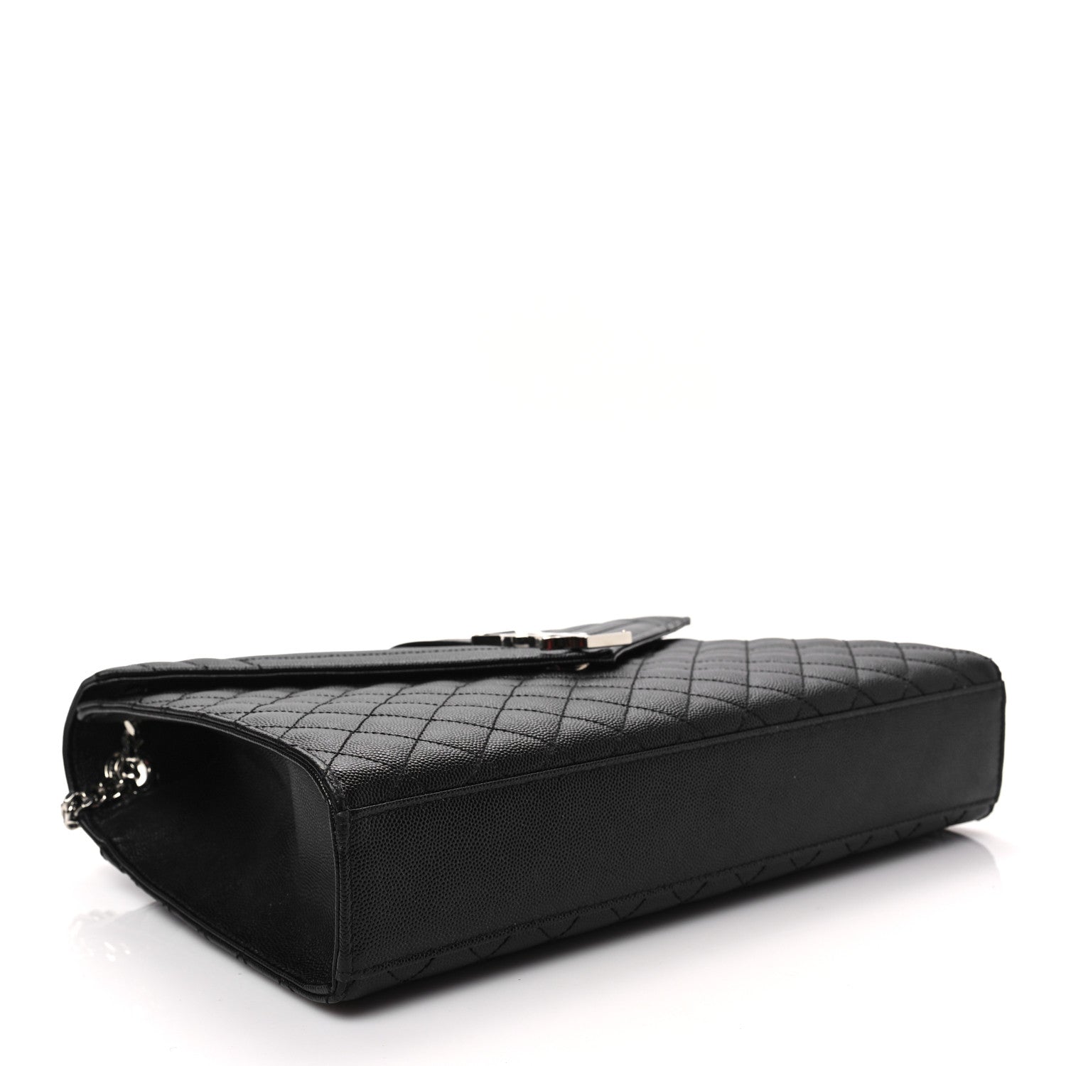 Saint Laurent Grain De Poudre Textured Mixed Matelasse Large Triquilt Monogram Satchel Black 4 of 7