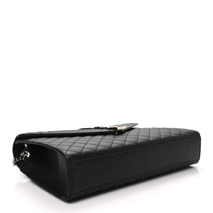 Saint Laurent Grain De Poudre Textured Mixed Matelasse Large Triquilt Monogram Satchel Black 4 of 7