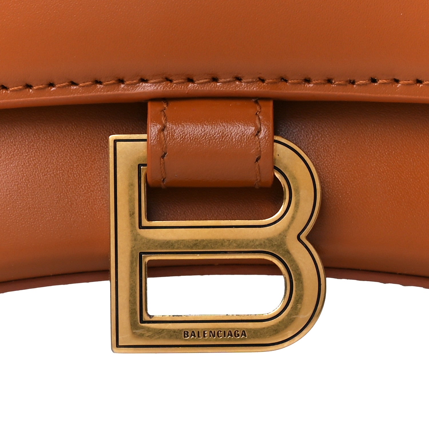 Balenciaga Shiny Box Calfskin Small Hourglass Top Handle Bag Camel 8 of 11