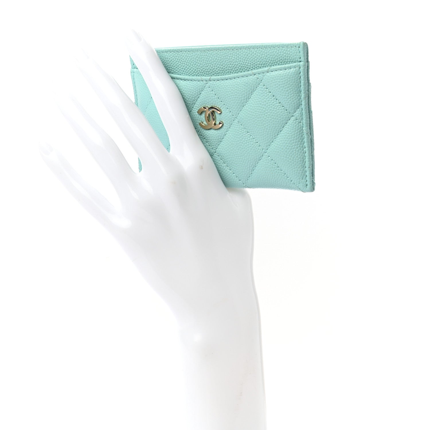 Chanel Caviar Quilted Card Holder Light Blue 2 of 7