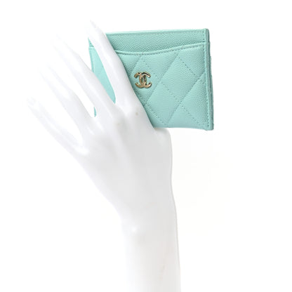 Chanel Caviar Quilted Card Holder Light Blue 2 of 7