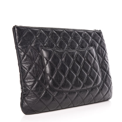 Chanel Aged Calfskin Quilted Medium Tassel Cosmetic Case Grey 3 of 9