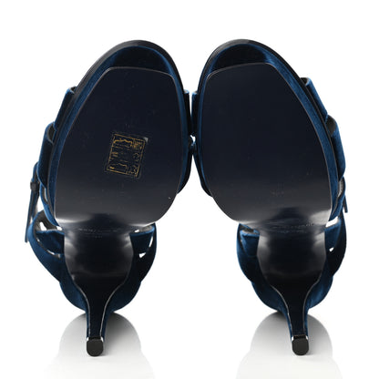 Saint Laurent Velvet Tribute 105 Platform Sandals 38 Bleuette 5 of 10