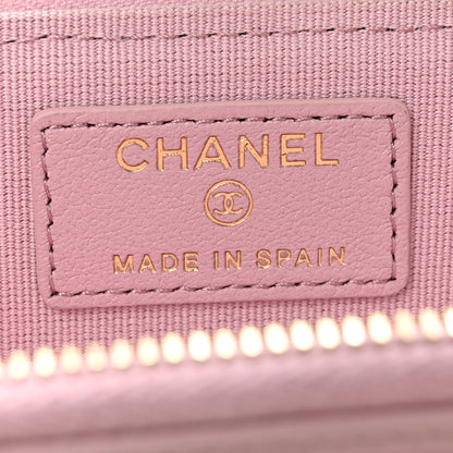 Chanel Lambskin Quilted Pearl Crystal CC Zip Around Card Holder Pink 6 of 10