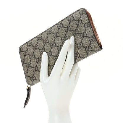 Gucci GG Supreme Monogram Cuoio Toscano Zip Around Wallet Beige Ebony Cuir 2 of 7