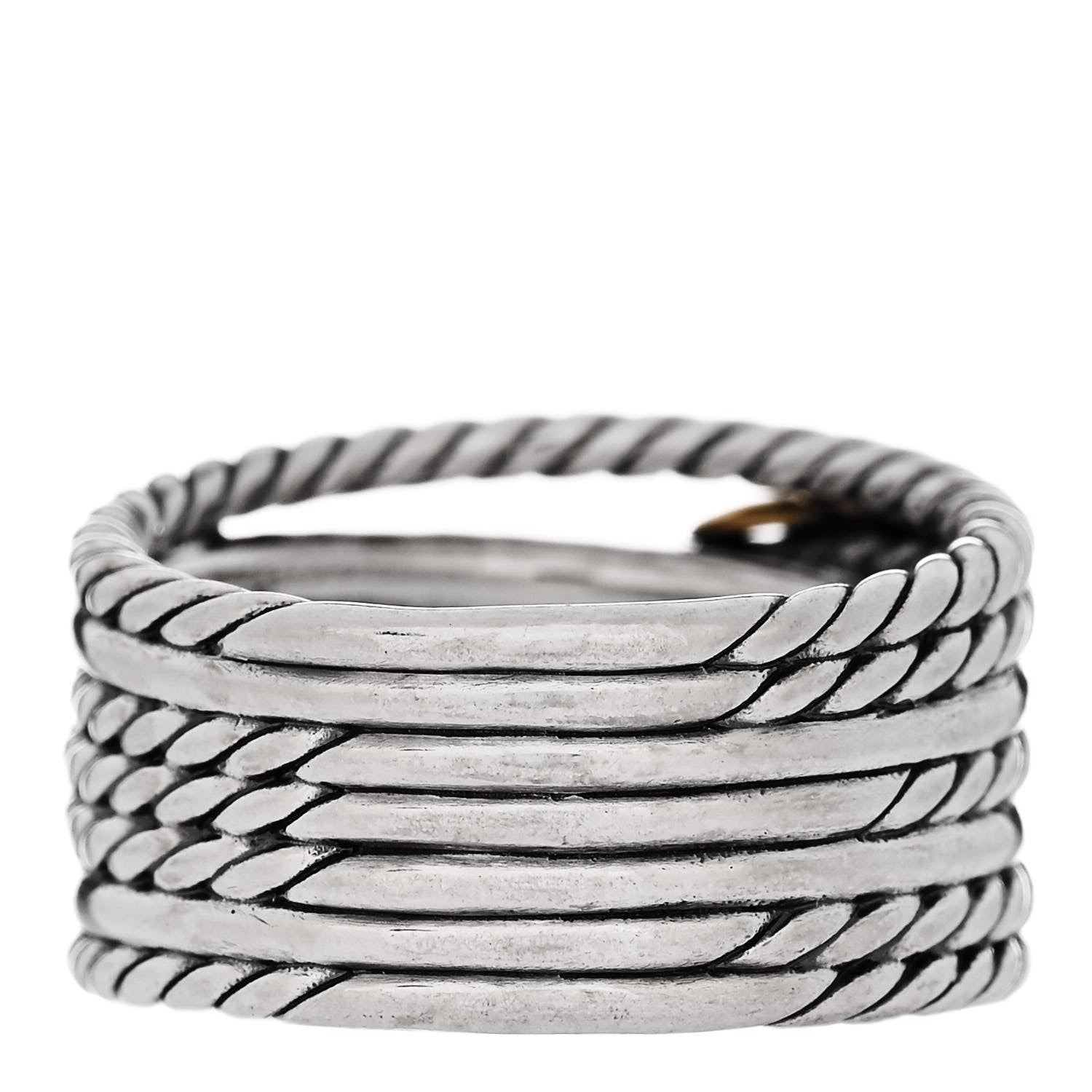 David Yurman Sterling Silver 18K Yellow Gold Double X Crossover Ring 57 8 3 of 5