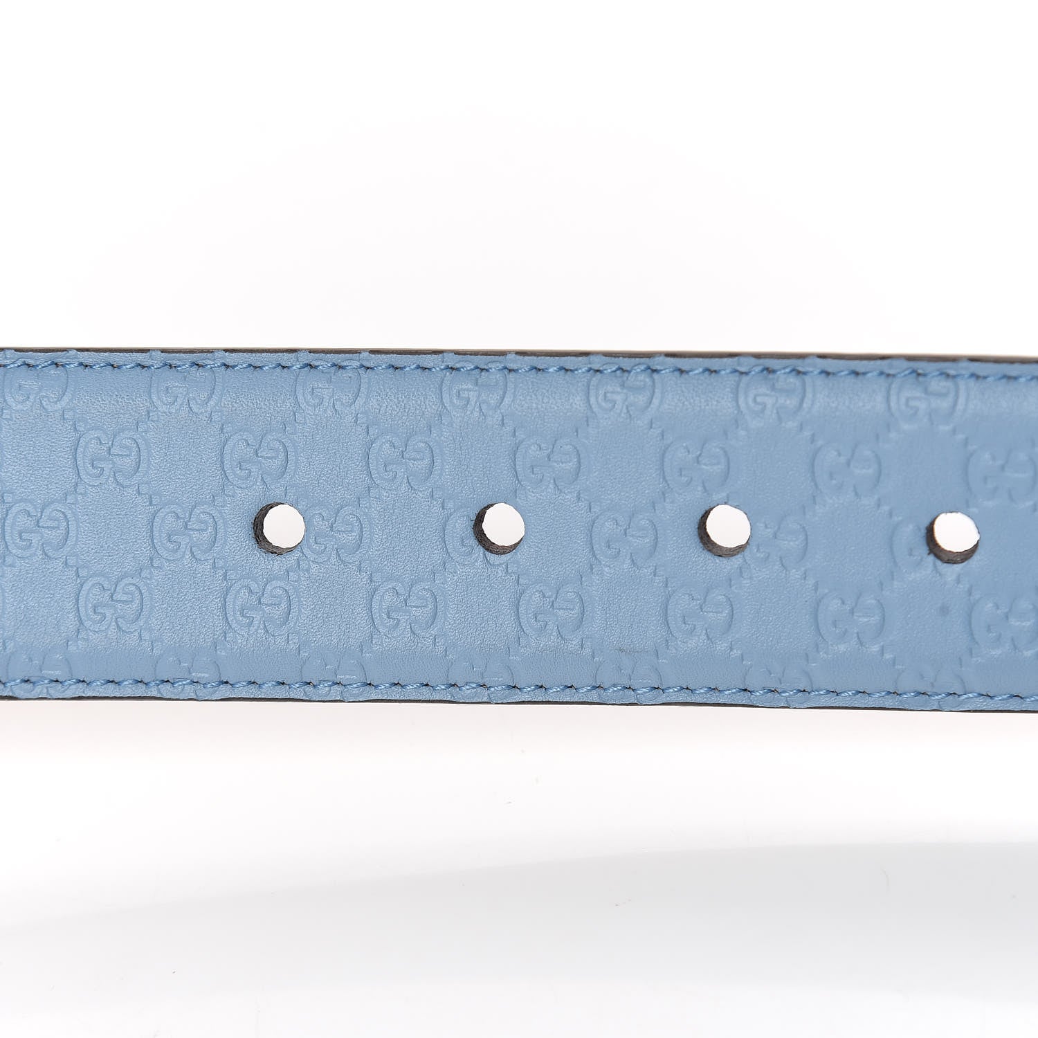 Gucci Soft Microguccissima Margaux Calfskin Belt 90 36 Mineral Blue 7 of 8