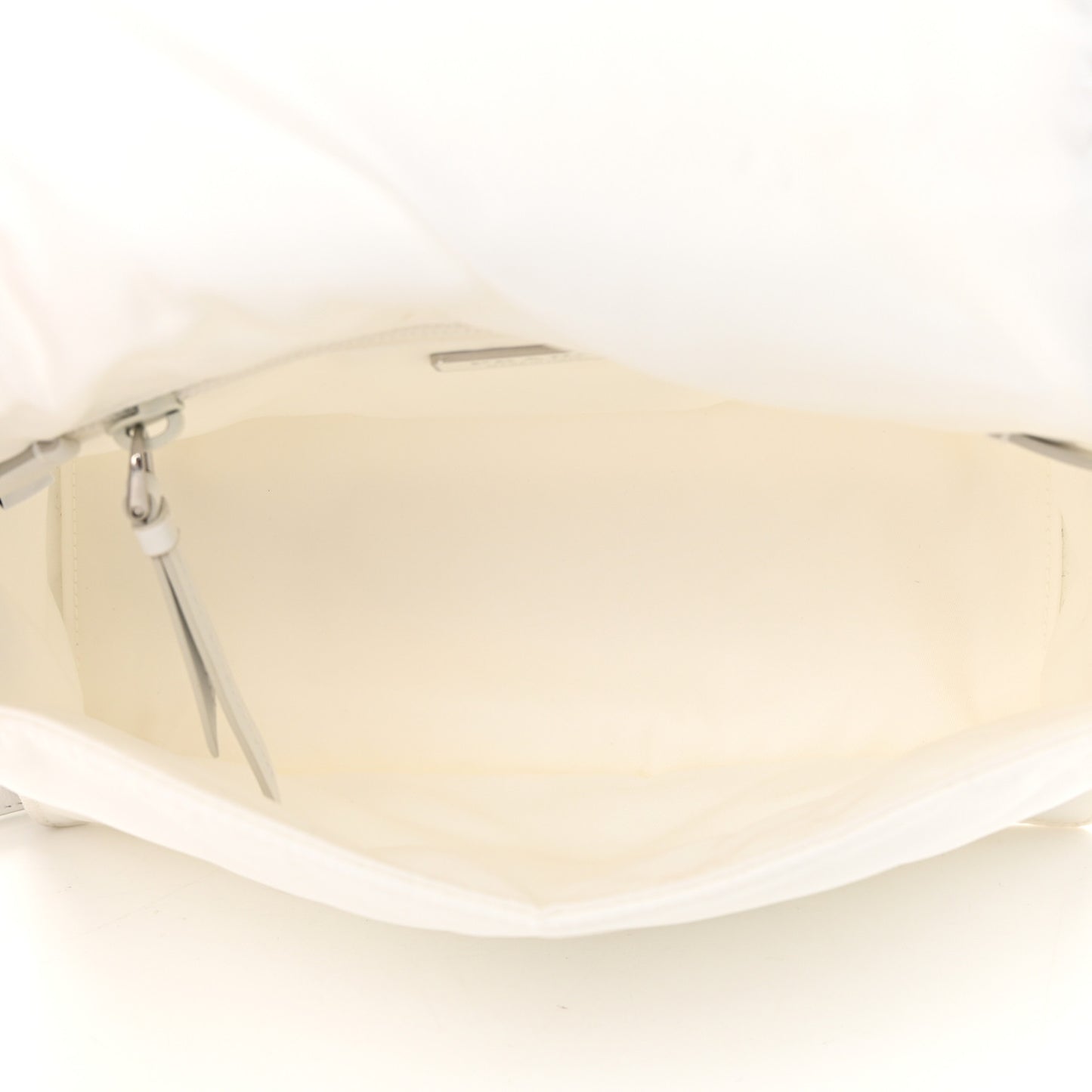 Re-Nylon Vitello Padded Small Flap Shoulder Bag White