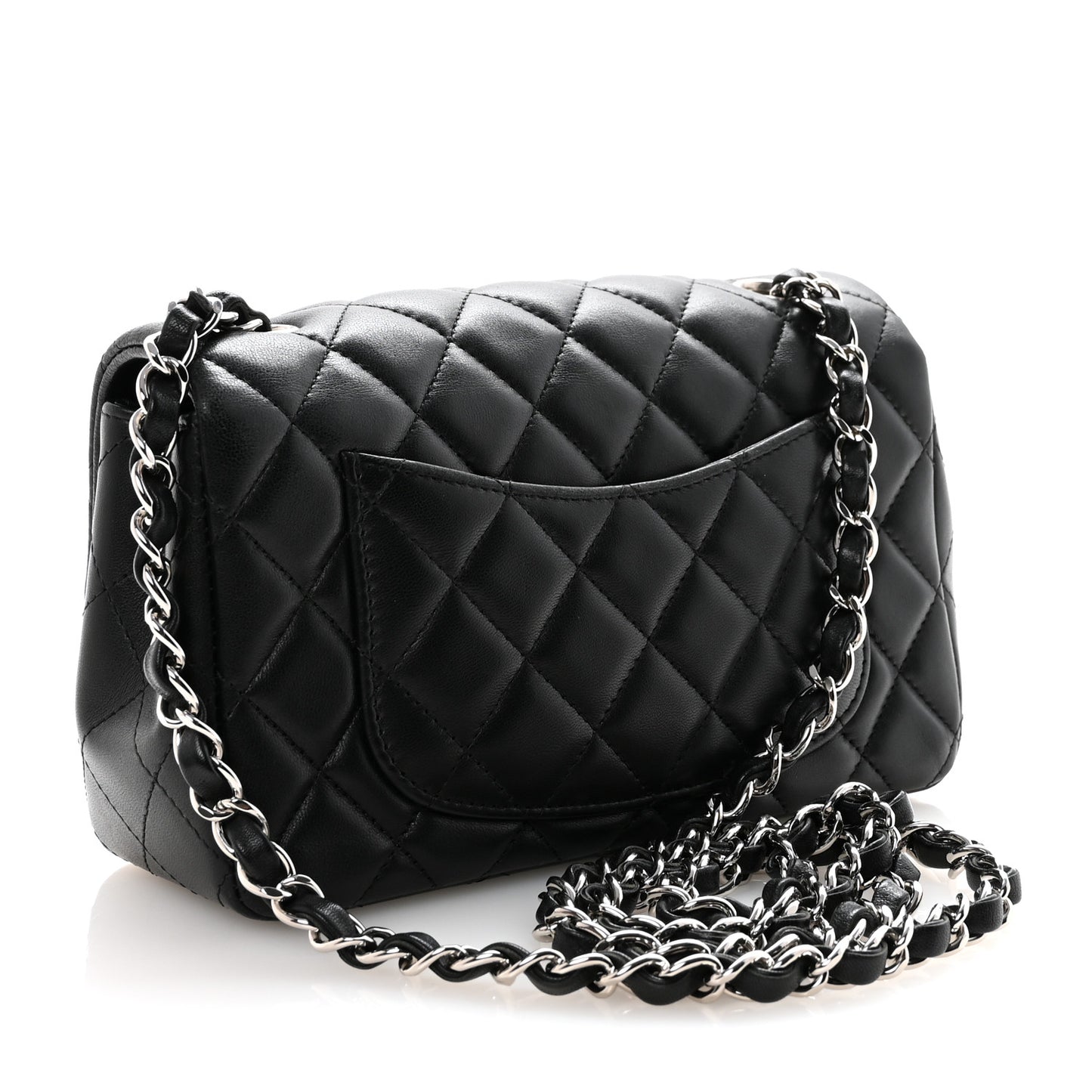 Lambskin Quilted Mini Rectangular Flap Black