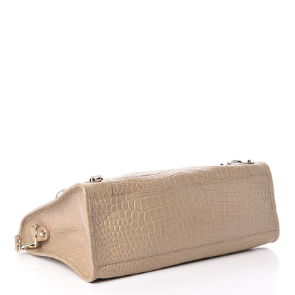 Balenciaga Calfskin Crocodile Embossed Classic Gold Hardware City Beige Latte 4 of 12