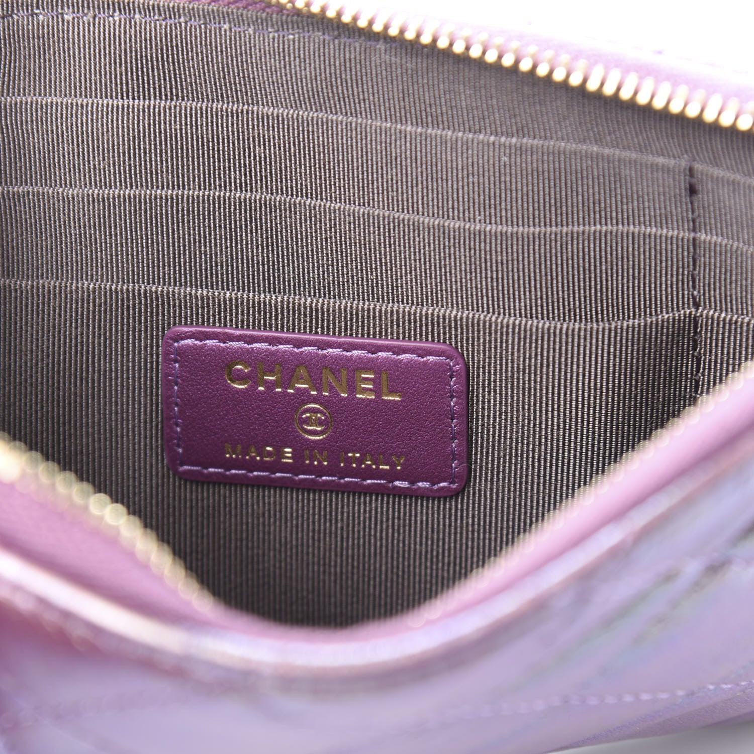 Chanel Metallic Aged Calfskin Quilted Classic Flat Wallet Pouch Purple 6 of 10