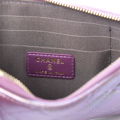 Chanel Metallic Aged Calfskin Quilted Classic Flat Wallet Pouch Purple 6 of 10