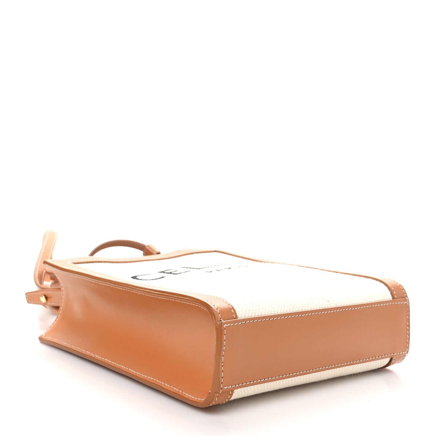Canvas Calfskin Mini Vertical Cabas Natural Tan