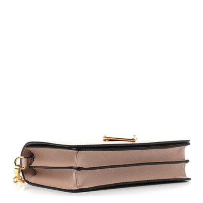 Prada Saffiano Bandoliera Flip Lock Chain Crossbody Bag Cipria 3 of 4
