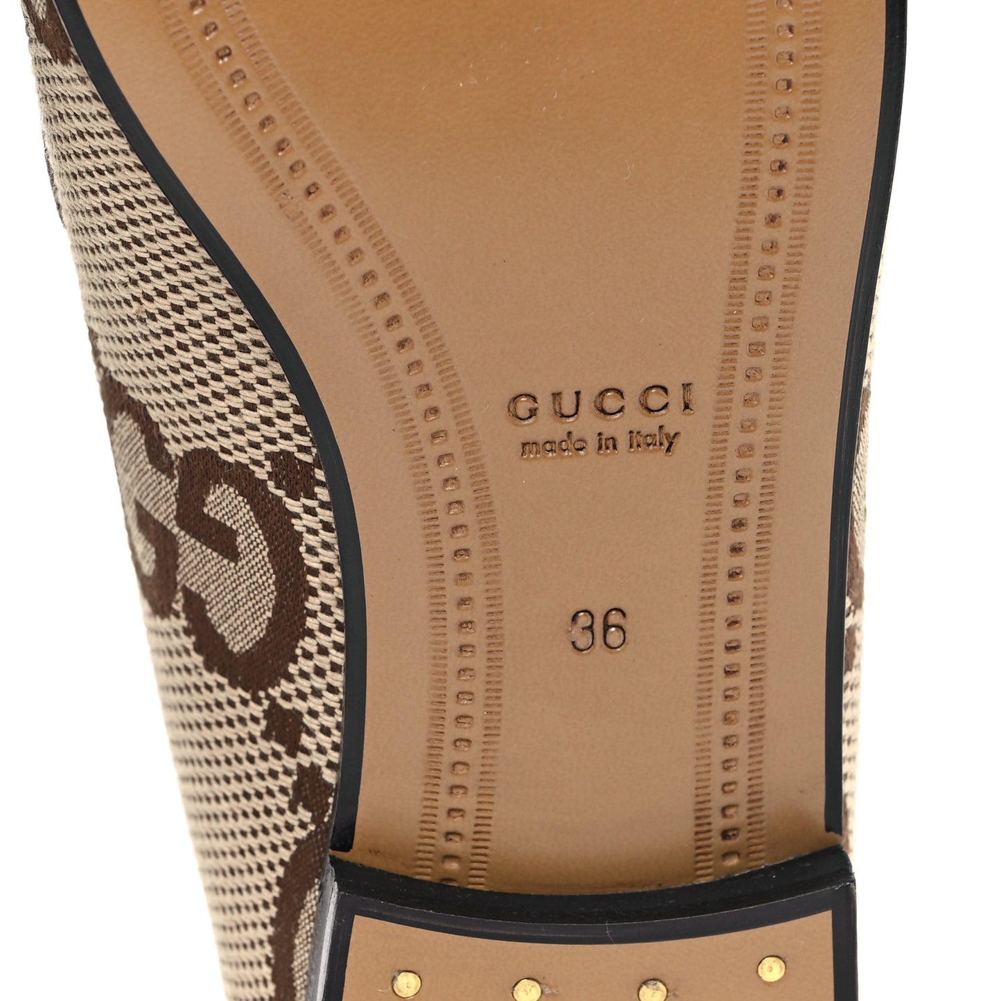 Monogram Jumbo GG Malaga Kid Horsebit Womens Jordaan Loafers 36 Beige Ebony New Acero