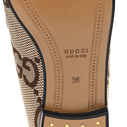 Gucci Monogram Jumbo GG Malaga Kid Horsebit Womens Jordaan Loafers 36 Beige Ebony New Acero 7 of 10