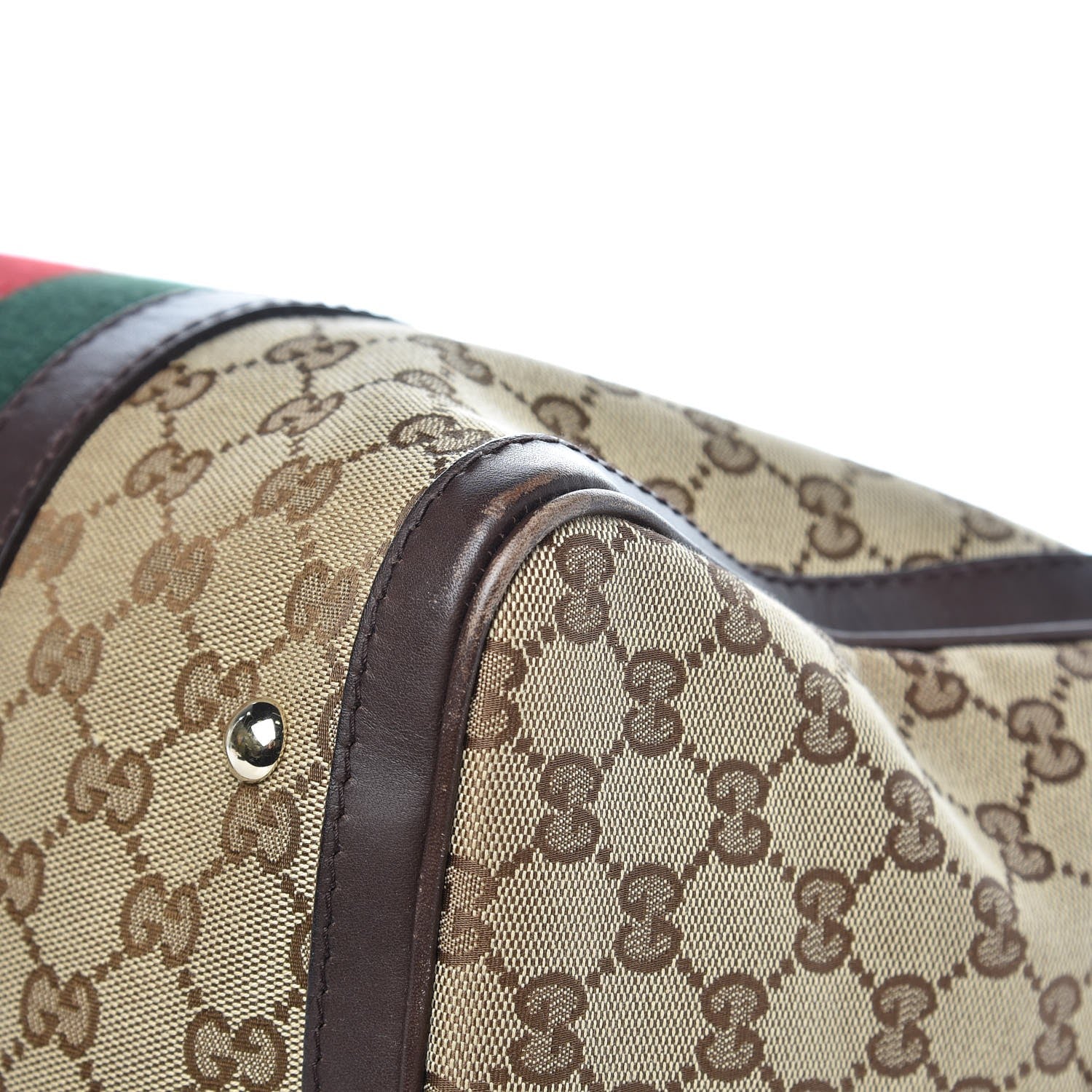 Gucci Monogram Vintage Web Medium Boston Dark Brown 10 of 14