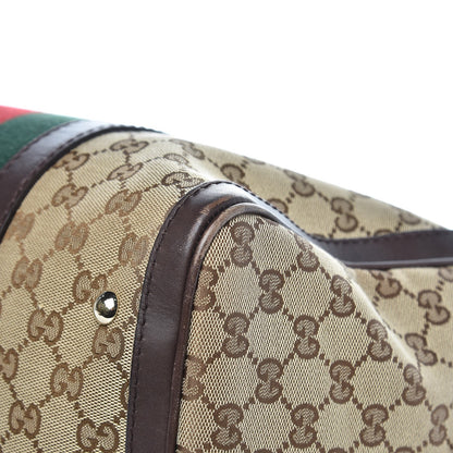 Gucci Monogram Vintage Web Medium Boston Dark Brown 10 of 14