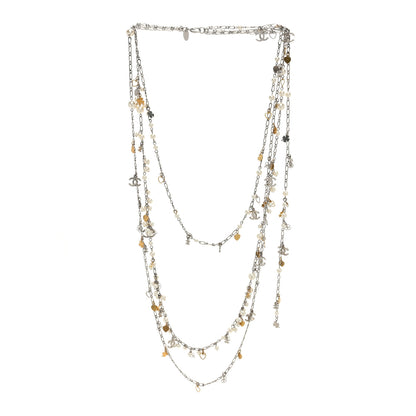 Chanel Pearl CC Lucky Charms Long Necklace Silver 2 of 4