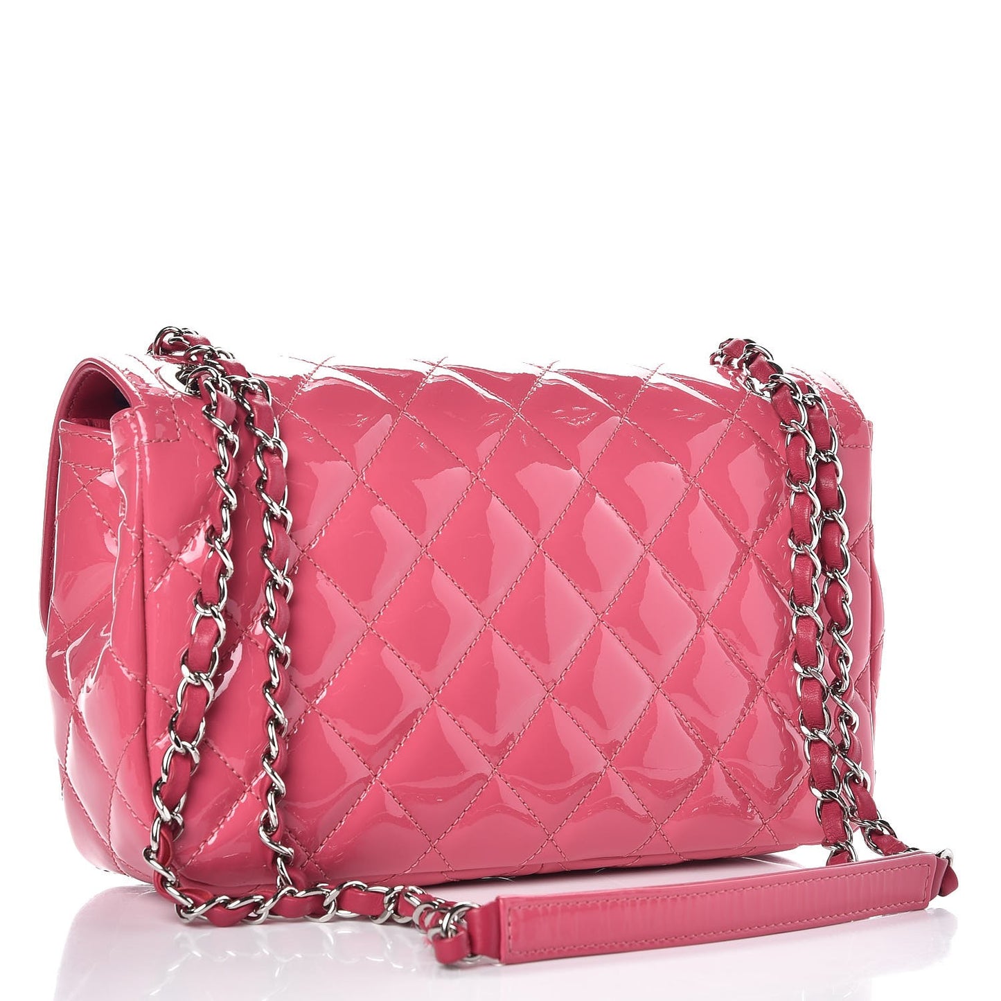 Patent Quilted Large Coco Shine Flap Pink