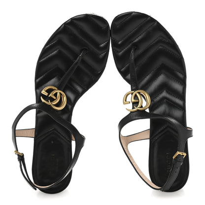 Gucci Nappa Matelasse Double G 35mm Thong Sandals 40.5 Black 2 of 8