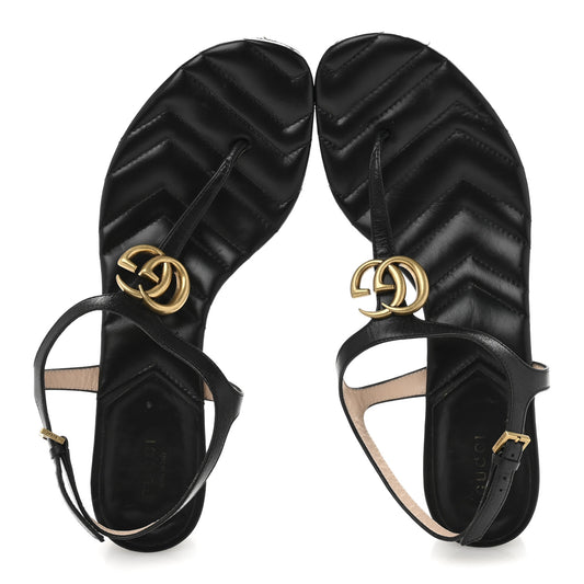 Nappa Matelasse Double G 35mm Thong Sandals 40.5 Black