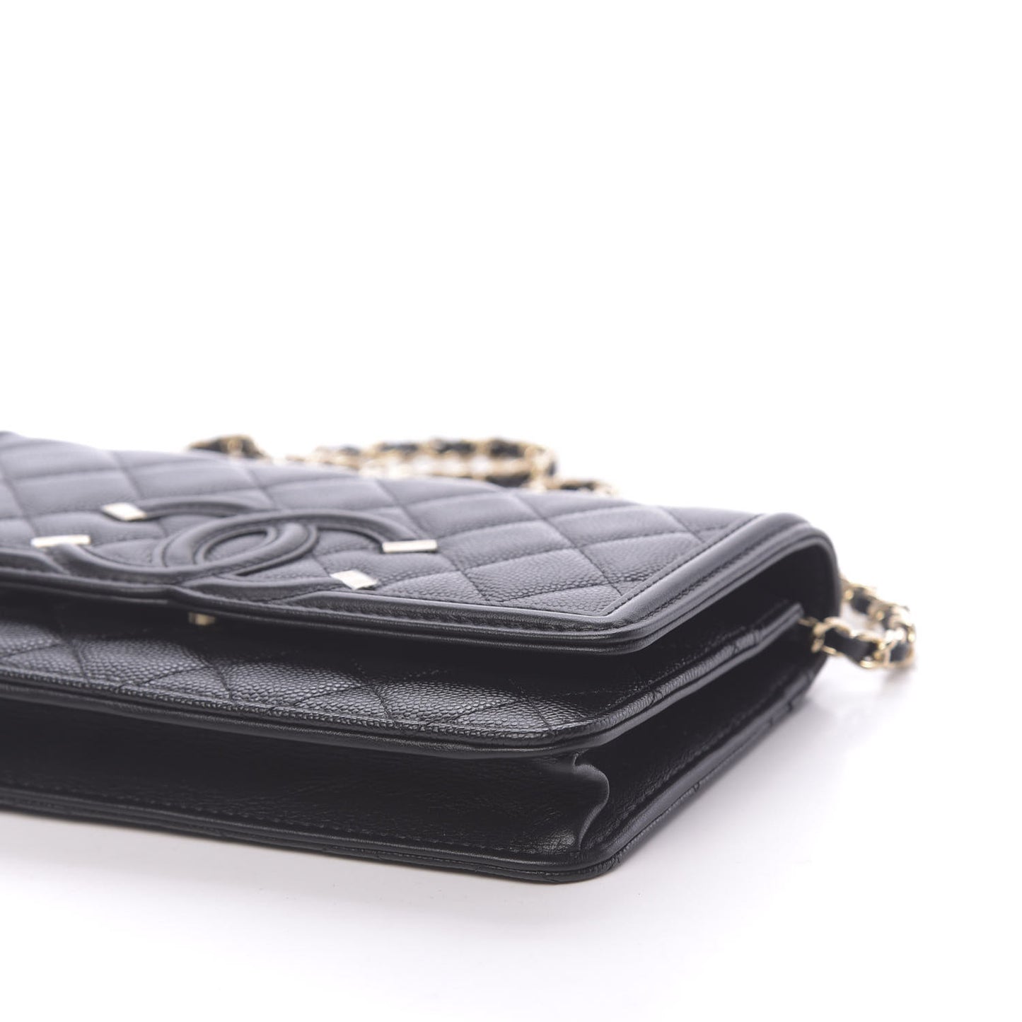 Caviar Quilted CC Filigree Wallet On Chain WOC Black