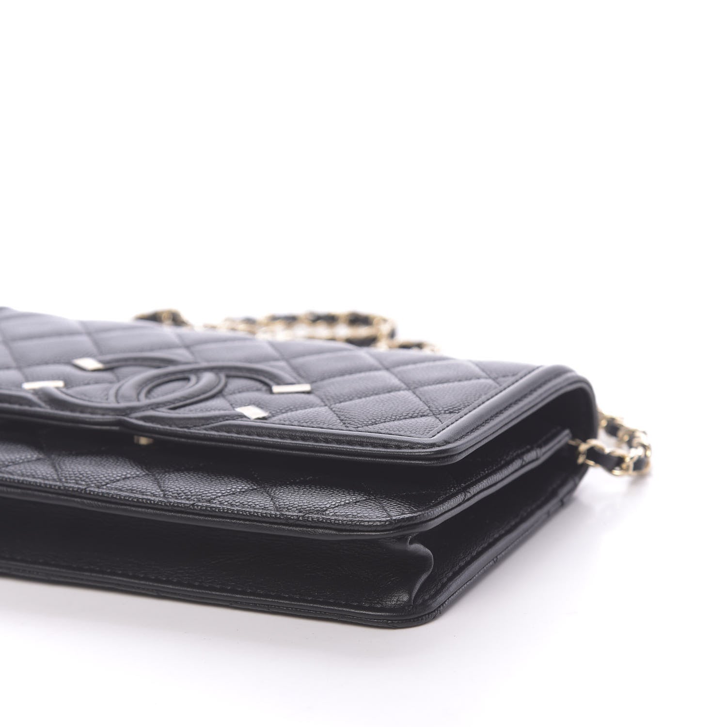 Chanel Caviar Quilted CC Filigree Wallet On Chain WOC Black 11 of 12