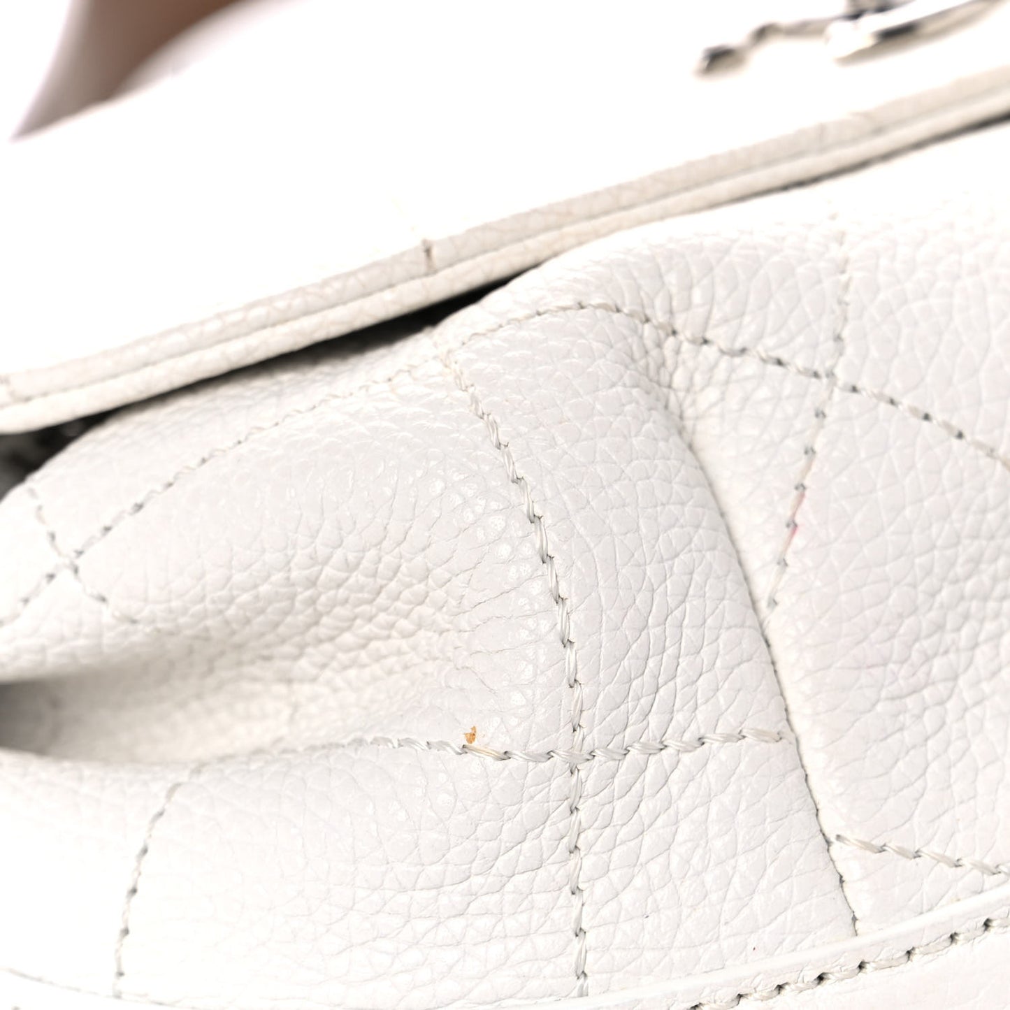 Calfskin Stitched Flap Bag White