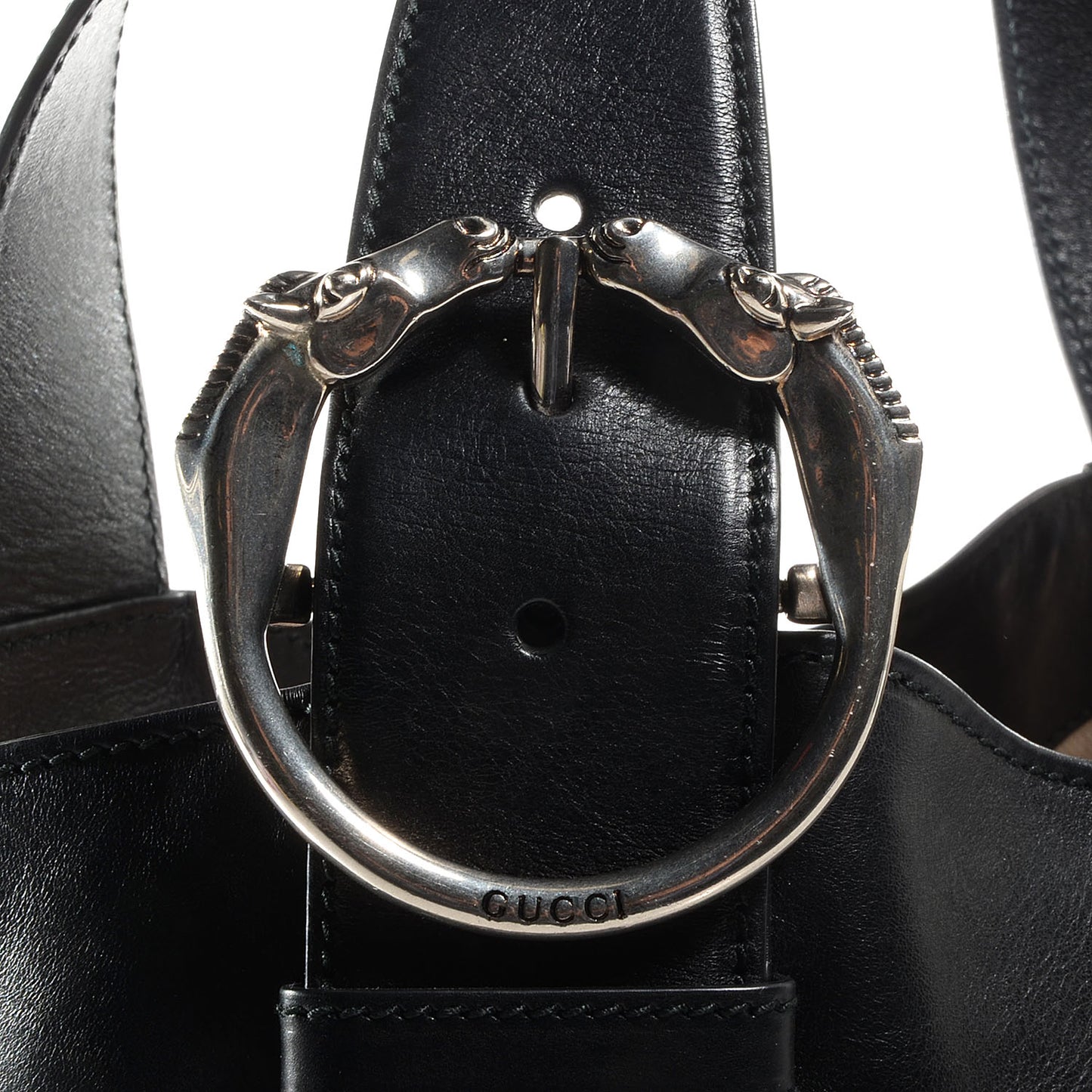 Leather Medium Ribot Horse Heads Tote Black